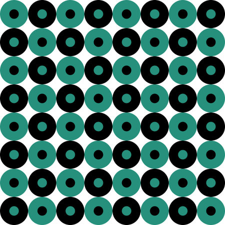 Seamless Circle Pattern. Vector Black and Green  Background. Regular Texture