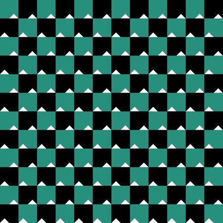 Seamless geometric pattern. Repeating background with black and green squares.のイラスト素材