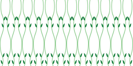 Seamless pattern with green leaves on a white background. Vector illustration.のイラスト素材