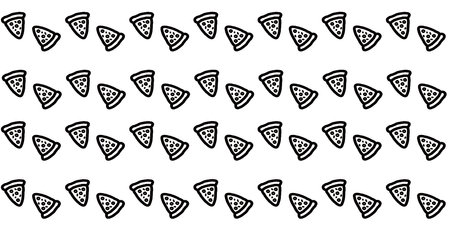 Hand drawn black and white pizza seamless pattern. Vector illustration.のイラスト素材