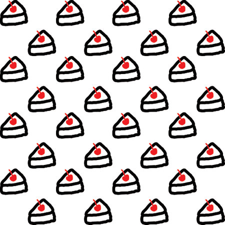 Seamless pattern with cake and cherry on white background. Vector illustration.のイラスト素材