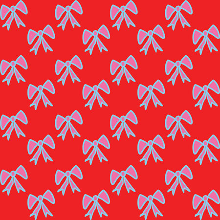 Seamless pattern with bows. Vector illustration on red background.のイラスト素材