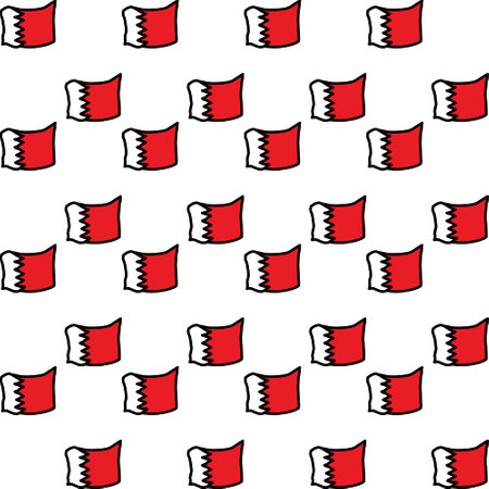 Seamless pattern with flag of Bahrain on white background. Vector illustration.のイラスト素材