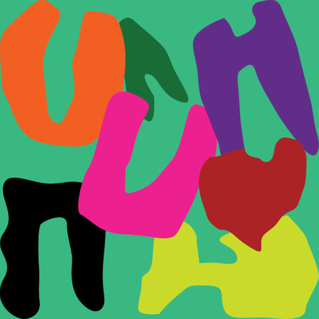 Colorful letters in the form of a heart on a green backgroundのイラスト素材