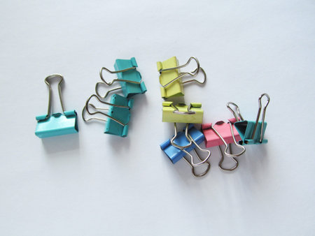 multicolored paper clips, binding binders for the office