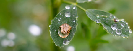 Eggs laid by pests on alfalfa leaves.