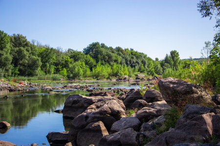 Stones on the river in the mountains