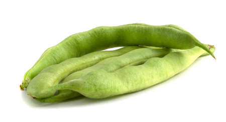 Green bean pods isolated on white background.の写真素材