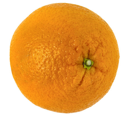 Orange fruit isolated on white background with clipping path. top view.