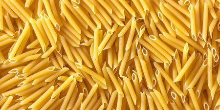 Top view of a background of scattered macaroni tubes. food for cookingの素材