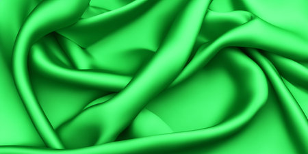 The visual appeal lies in the gentle and calming light green silk backgroundの素材