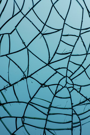 Light and shadows play across the fractured surface, enhancing its complexityの素材