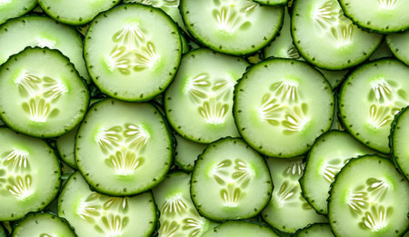 These cucumber slices are a visual testament to simplicityの素材
