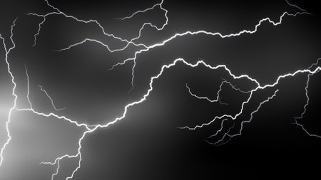 Dramatic black and white lightningの素材