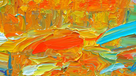 Colorful Strokes: Abstract Oil Painting Backdropの素材