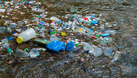 Plastic pollution of the river, ecological pollution of the reservoirの素材