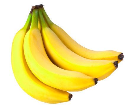 Bunch of bananas isolated on white background, clipping mask for designの写真素材