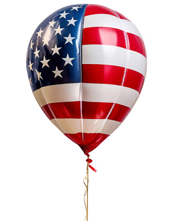 American flag Helium balloon isolated on white background.の素材
