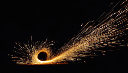 Flying sparks on a black backgroundの素材