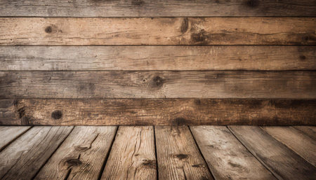 Wooden wall and floor as background, wood texture. Wood background.の素材