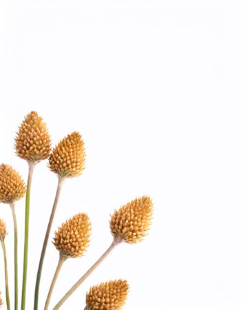 Bouquet of dried flowers isolated on white background, top viewの素材