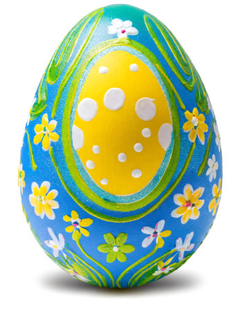 Colored chicken eggs isolated on white background.の素材