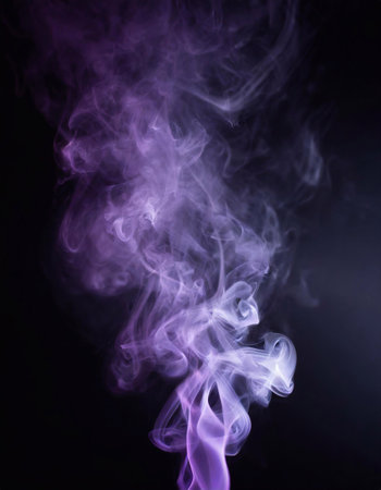 Aromatic smoke in the air on a black backgroundの素材
