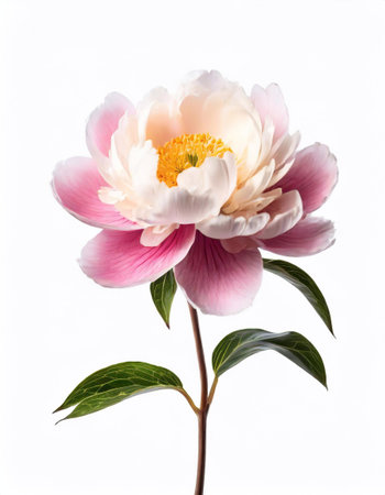 Pink peony on a white background. Flowers isolated, photo studioの素材