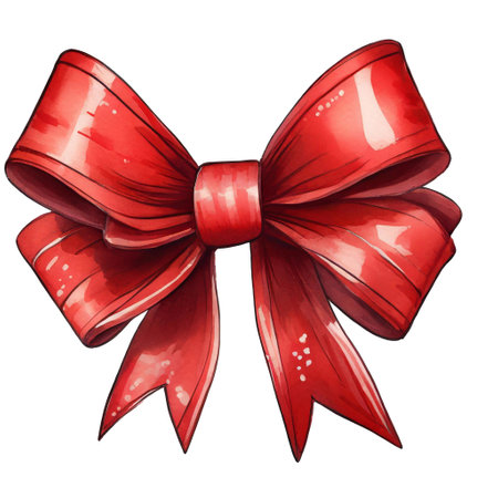 Illustration of a red bow pattern on a white backgroundの素材