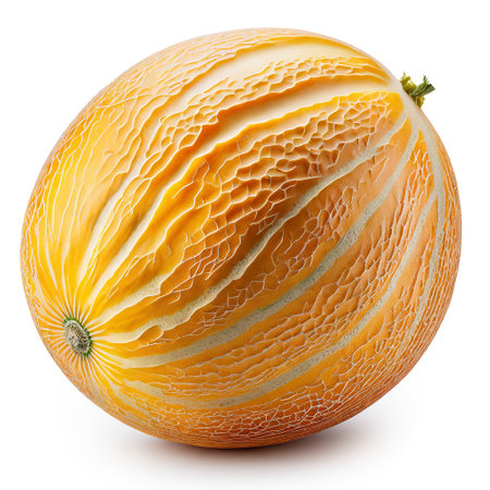 Whole yellow melon isolated on white backgroundの素材