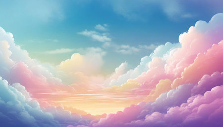 Pastel sky, sunset, clouds background illustrationの素材