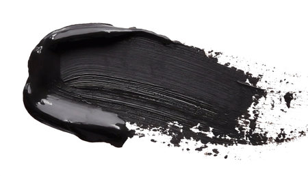 Brush stroke with black paint on a white backgroundの素材