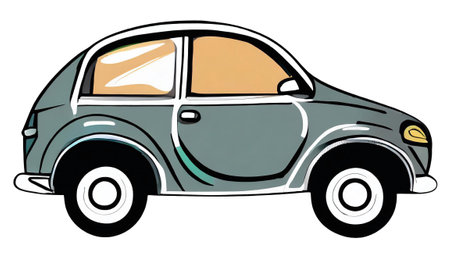Car icon, flat illustration, drawing on white backgroundの素材
