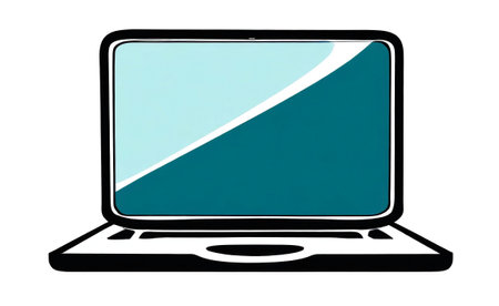 Illustration of laptop, flat icon icon isolated on white backgroundの素材