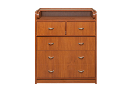 Furniture. Wooden brown chest of drawers on a whiteの写真素材