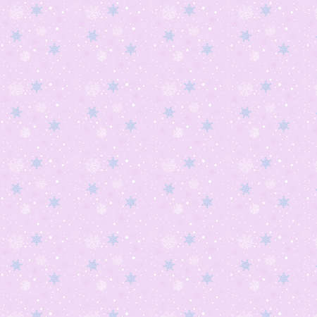 Seamless repeating winter pattern with snowflakes in white-pink-blue color with snowflakes. Modern and stylish textile, gift wrap, packaging. vector, illustrationの写真素材