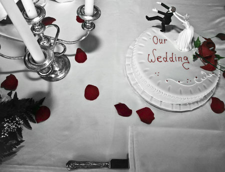 Close up of a wedding cake detail ideal as a backdropの写真素材