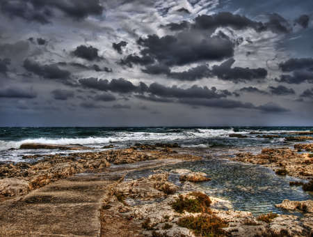 HDR image of the coastline in Maltaの写真素材