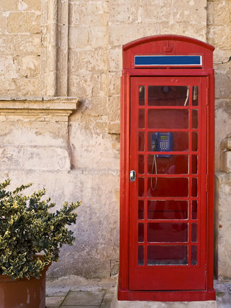 Vintage British style phone booth in Mdina in Malta