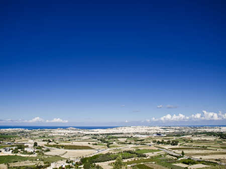 Expanse of Malta landscape as seen from bastions of Mdinaの写真素材