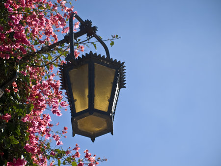 Medieval street lamp in Mdina in Maltaの写真素材