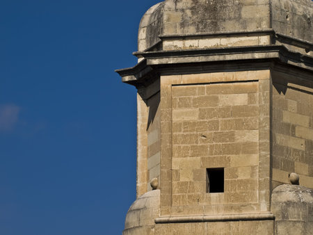 These look-out posts are common on Valletta bastions in Maltaの写真素材