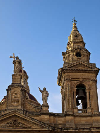 Detail of the architecture of typical baroque church in Maltaの写真素材