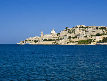 The view of Malta's capital city Valletta which is listed by UNESCO as a World Heritage Siteの写真素材