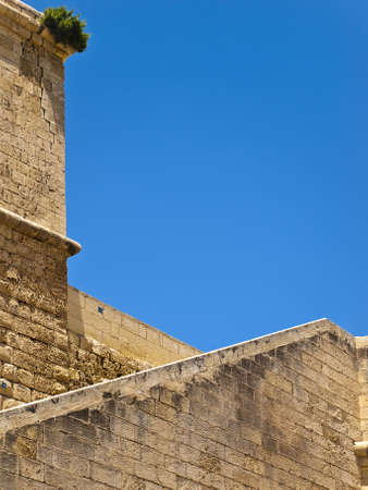Detail from one of the bastion curtains in the citadel in Gozoの写真素材