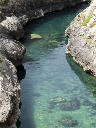 Beautiful sea inlet on the island of Gozo in Maltaの写真素材