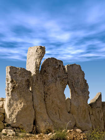 The oldest freestanding building in the world - Neolithic temples of Hagar Qim in Maltaの写真素材