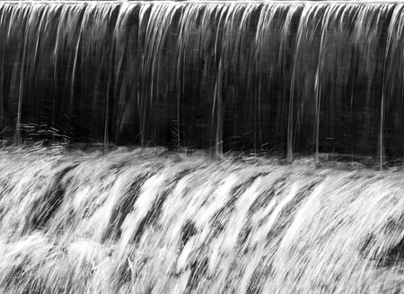 Water flowing down a terraced wall in Chadwick Lakes in Maltaの写真素材