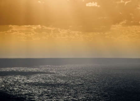 The beautiful twilight colours during a winter Mediterranean sunsetの写真素材