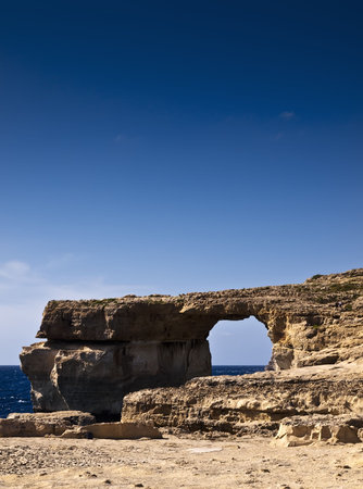The Azure Window is a unique massive geologic formation in Gozo in Maltaの写真素材